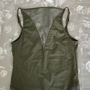 NWOT plunging bodysuit / swimsuit in olive green